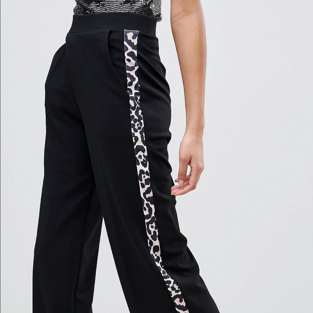 Miss Selfridge wide leg pants with animal stripe
